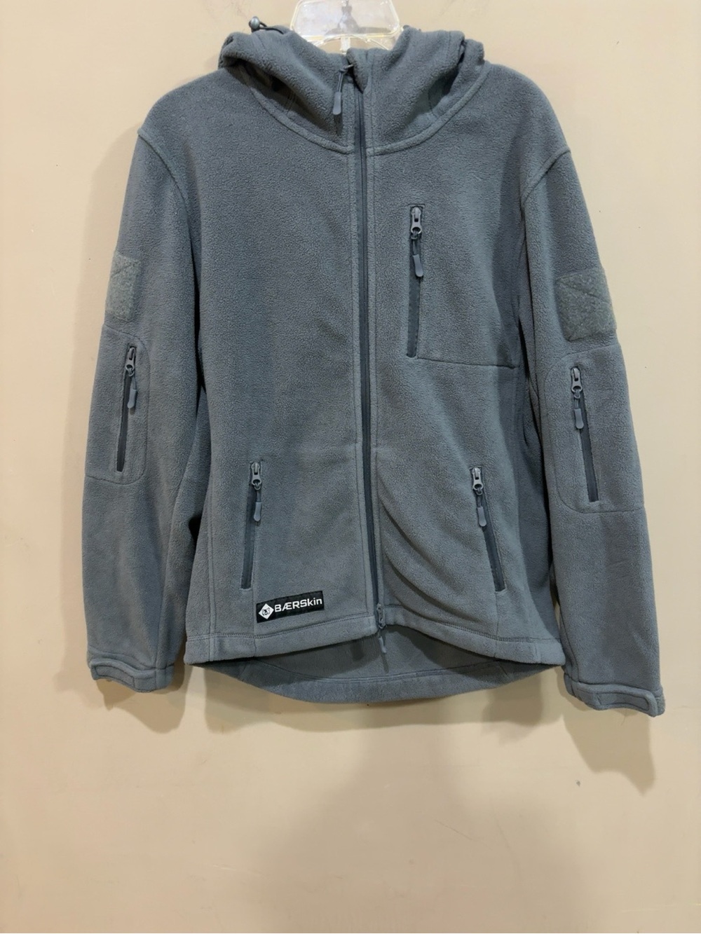 BAERSkin Tactical Fleece Hooded Jacket Gray Full Zip Utility Men’s Medium
